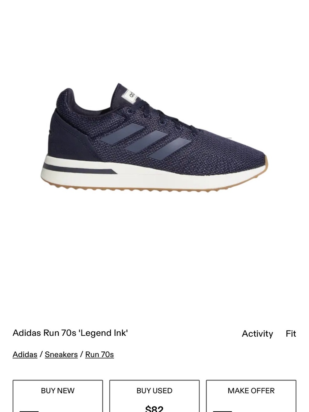 Adidas Run 70s Legend Ink Navy Blue Men's Sneakers Size 12 Retro Classic B96559